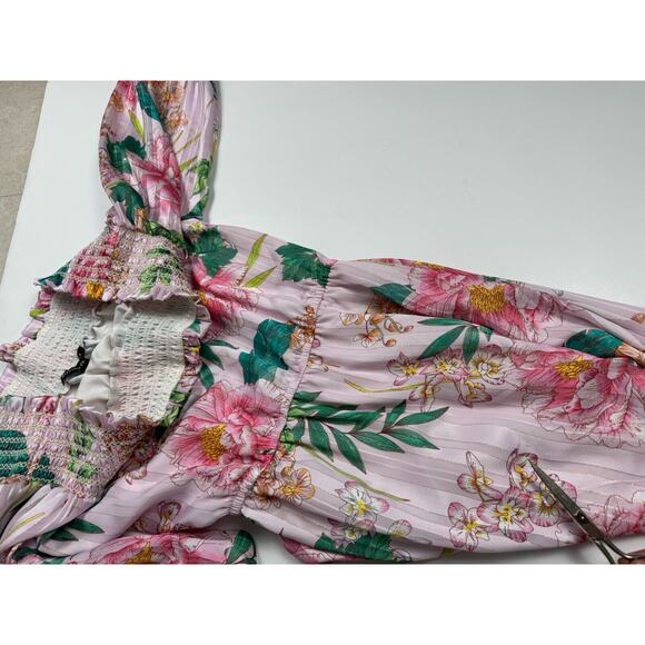 BOSTON PROPER Pink Maxi Dress Off The Shoulder Sparkly English Rose S - Picture 12 of 13